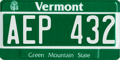 VT license plate AEP432