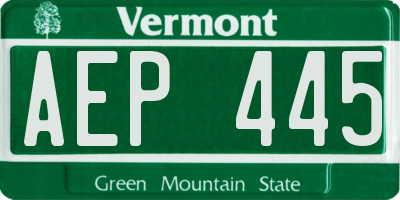 VT license plate AEP445