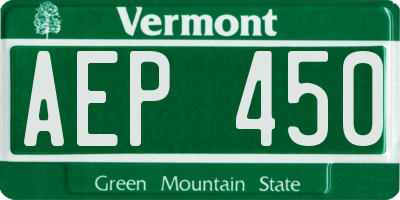 VT license plate AEP450