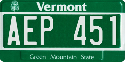 VT license plate AEP451