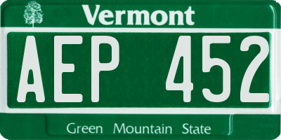 VT license plate AEP452