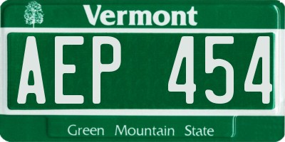 VT license plate AEP454