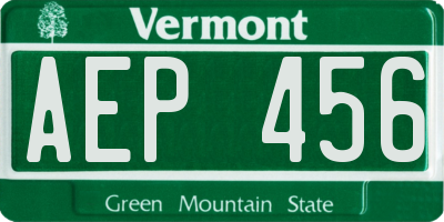 VT license plate AEP456