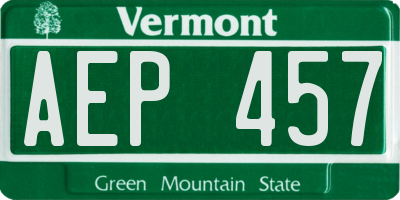 VT license plate AEP457