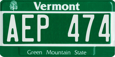 VT license plate AEP474