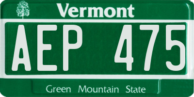 VT license plate AEP475