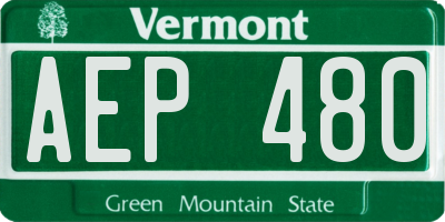 VT license plate AEP480