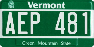 VT license plate AEP481