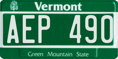 VT license plate AEP490