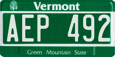VT license plate AEP492