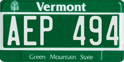 VT license plate AEP494