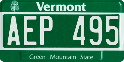 VT license plate AEP495