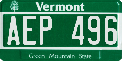VT license plate AEP496