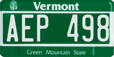 VT license plate AEP498