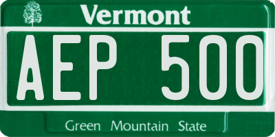 VT license plate AEP500