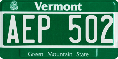 VT license plate AEP502