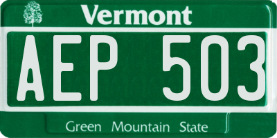 VT license plate AEP503