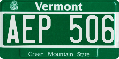 VT license plate AEP506