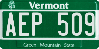 VT license plate AEP509