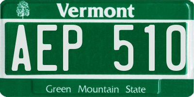 VT license plate AEP510