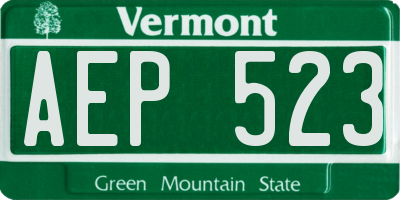 VT license plate AEP523