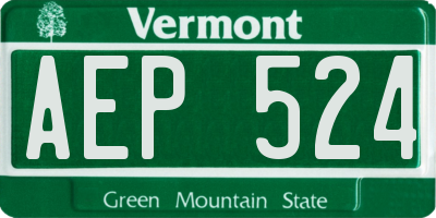 VT license plate AEP524