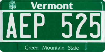 VT license plate AEP525