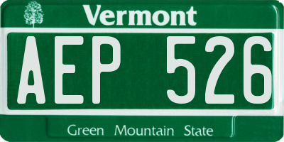VT license plate AEP526