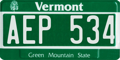 VT license plate AEP534