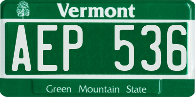 VT license plate AEP536