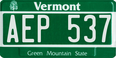 VT license plate AEP537