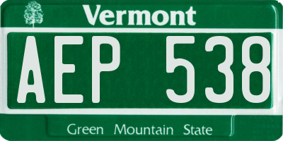 VT license plate AEP538