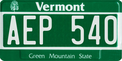 VT license plate AEP540