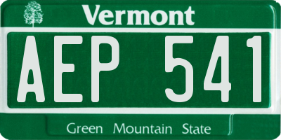 VT license plate AEP541