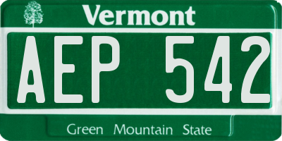 VT license plate AEP542