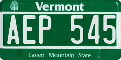VT license plate AEP545