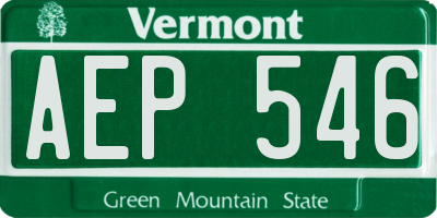 VT license plate AEP546