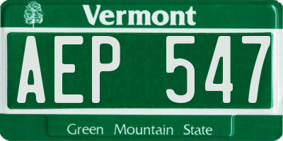 VT license plate AEP547