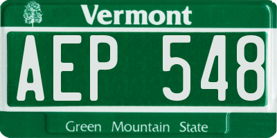 VT license plate AEP548
