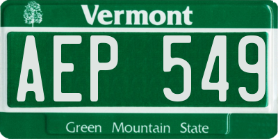 VT license plate AEP549
