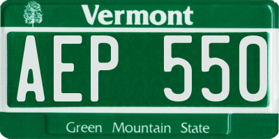 VT license plate AEP550