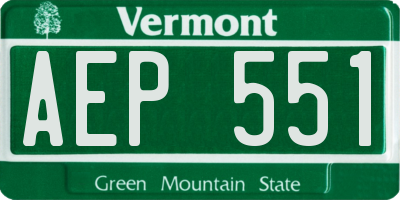 VT license plate AEP551