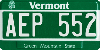 VT license plate AEP552