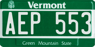 VT license plate AEP553