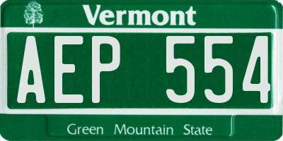 VT license plate AEP554