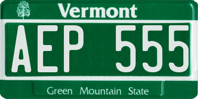 VT license plate AEP555