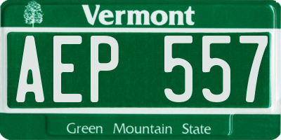 VT license plate AEP557