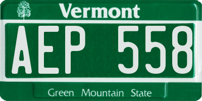 VT license plate AEP558