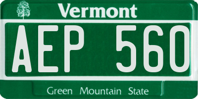 VT license plate AEP560