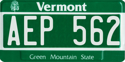 VT license plate AEP562
